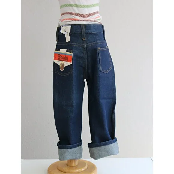 Deadstock, 1970's Vintage Bayly Dark Wash Jeans Kid's Size 5 to 6 Extra Small XS